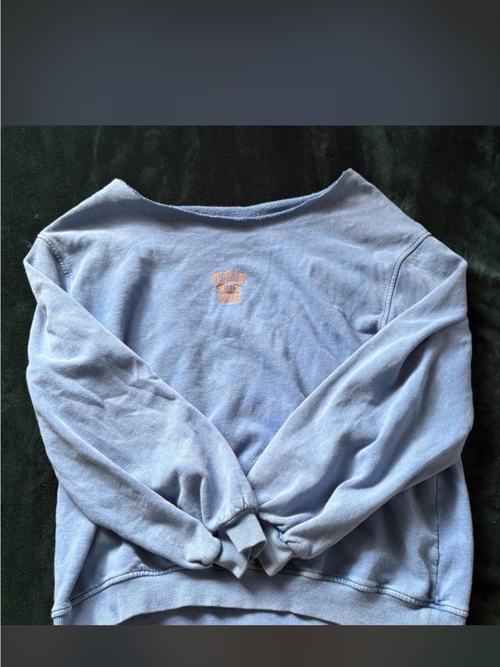 Urban Outfitters Light Blue Crewneck Sweatshirt with Small Embroidered Logo